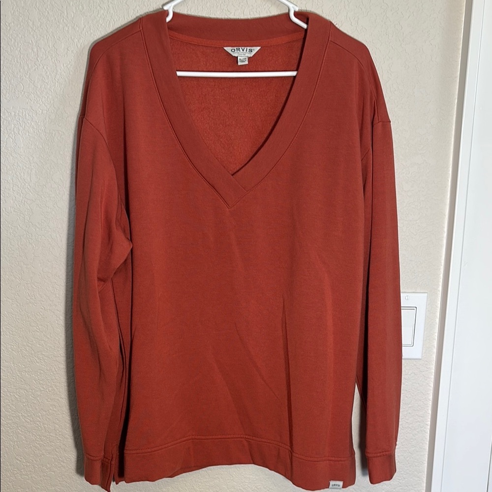 Orvis Rust Colored Women's‎ V-Neck Sweater Relaxed Fit